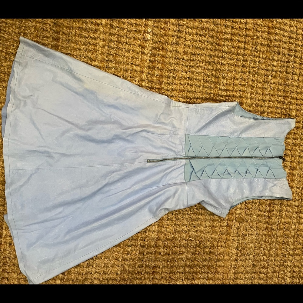 Alice & Olivia baby blue vegan leather lined dress, size 0.
